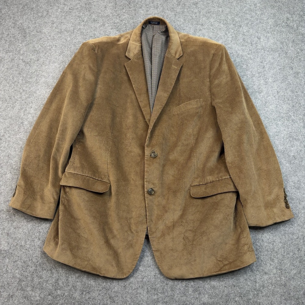 Saddlebred Men's Corduroy Blazer Beige 46 Regular Cotton Two-Button Notch GUC